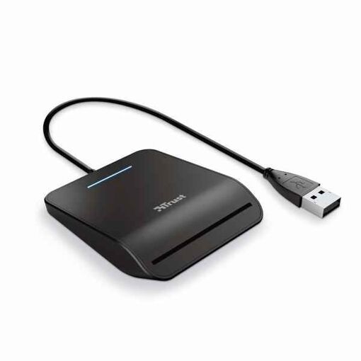 Lector DNI Trust, compatible con todas las tarjetas DNI, normas FIPS 201/TAA y ISO 7816 clases A-C, cable de 3.3 pies, conexión USB Plug & Play