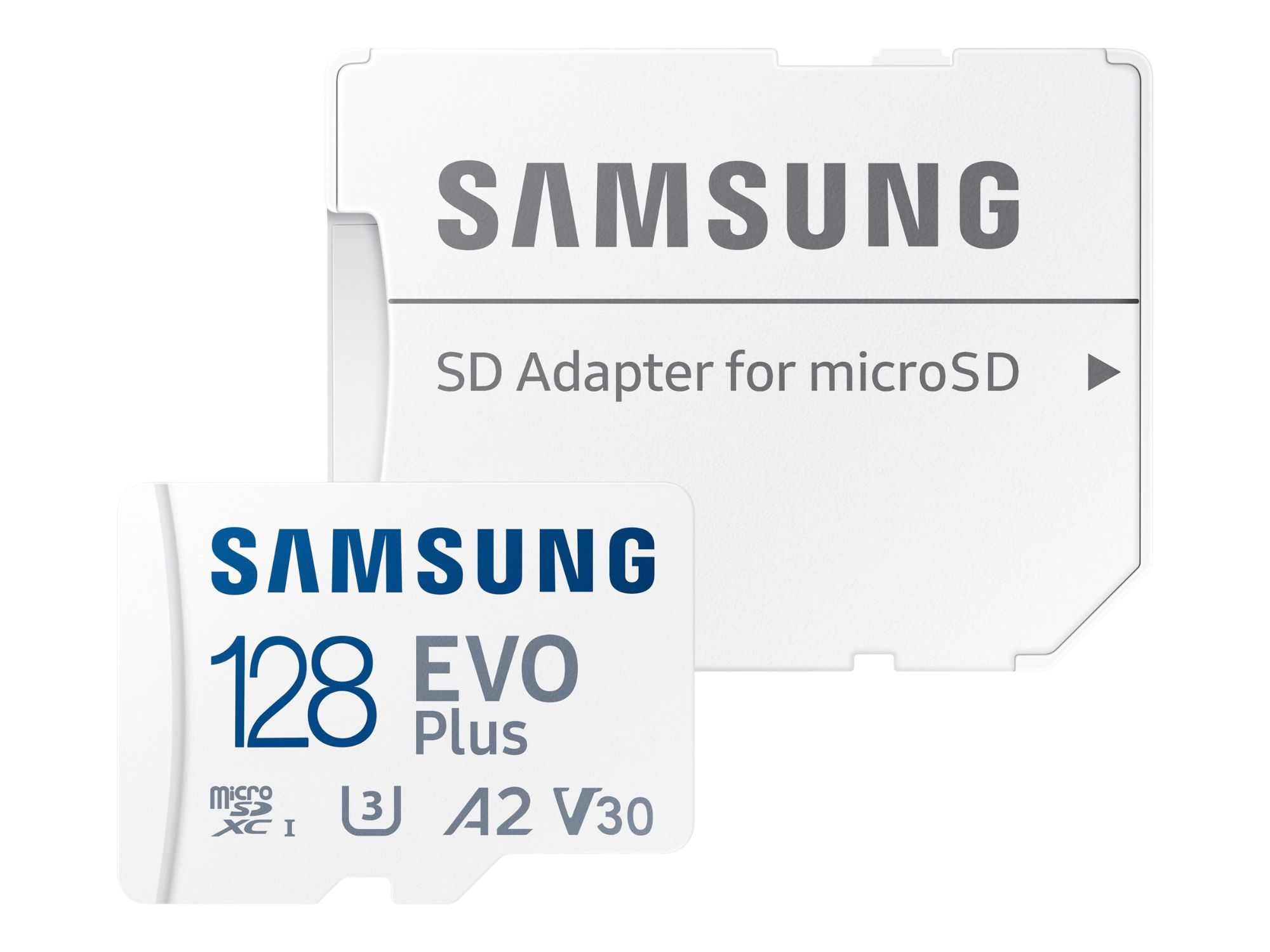 Samsung EVO Plus 128GB MicroSDXC Card (with SD Adapter) - A2 / V30 Video Class / UHS-I U3 / Class 10