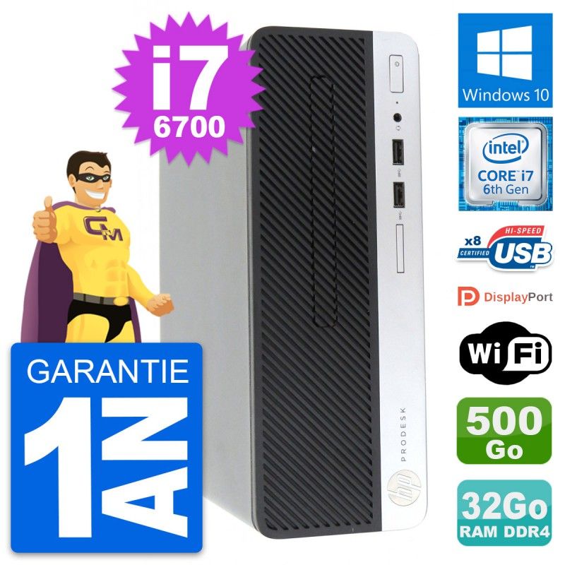 HP ProDesk 400 G4 SFF PC - Intel i7-6700, 32GB RAM, 500GB HDD, Windows 10, WiFi