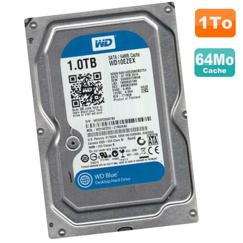 Western Digital Blue 1TB SATA III 3.5" HDD (WD10EZEX-21M2NA0, 7200RPM, 64MB Cache)