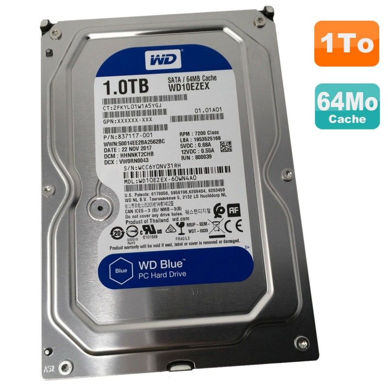 Disco duro interno WD Blue de 1 TB SATA III de 3,5 pulgadas