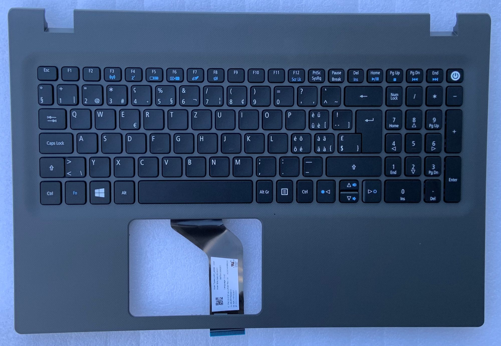 Acer Aspire E5-532 Swiss-German Qwerty Keyboard (Gris)