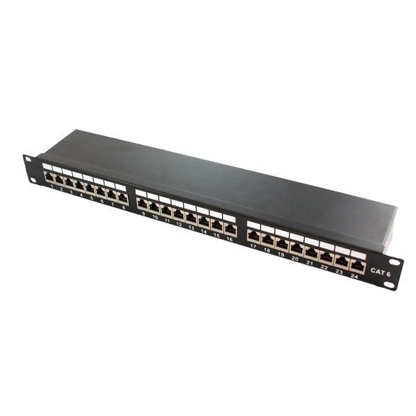 Kimex 19-inch Patch Panel, 24 RJ45 Cat.6 Blinded Ports