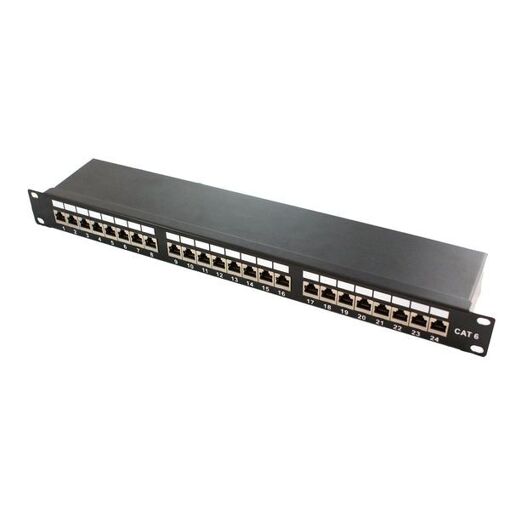 Kimex 19-inch Patch Panel, 24 RJ45 Cat.6 Blinded Ports