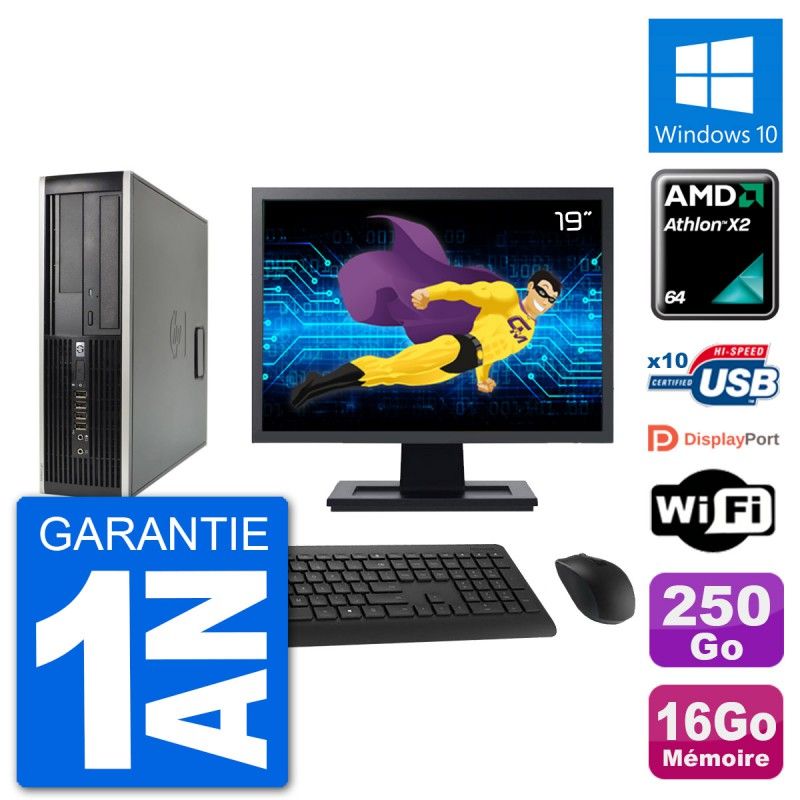 HP 6005 SFF Desktop PC | 19" Screen | AMD Athlon II X2 B24 | 16GB RAM | 250GB HDD | Windows 10