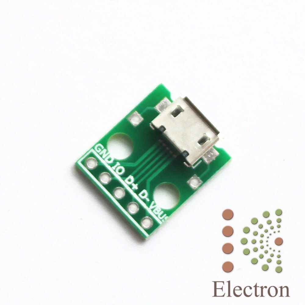 Nipseyteko Micro USB Female Adapter (10-Piece Set, 5 Pins, 2.54mm PCB Connector)