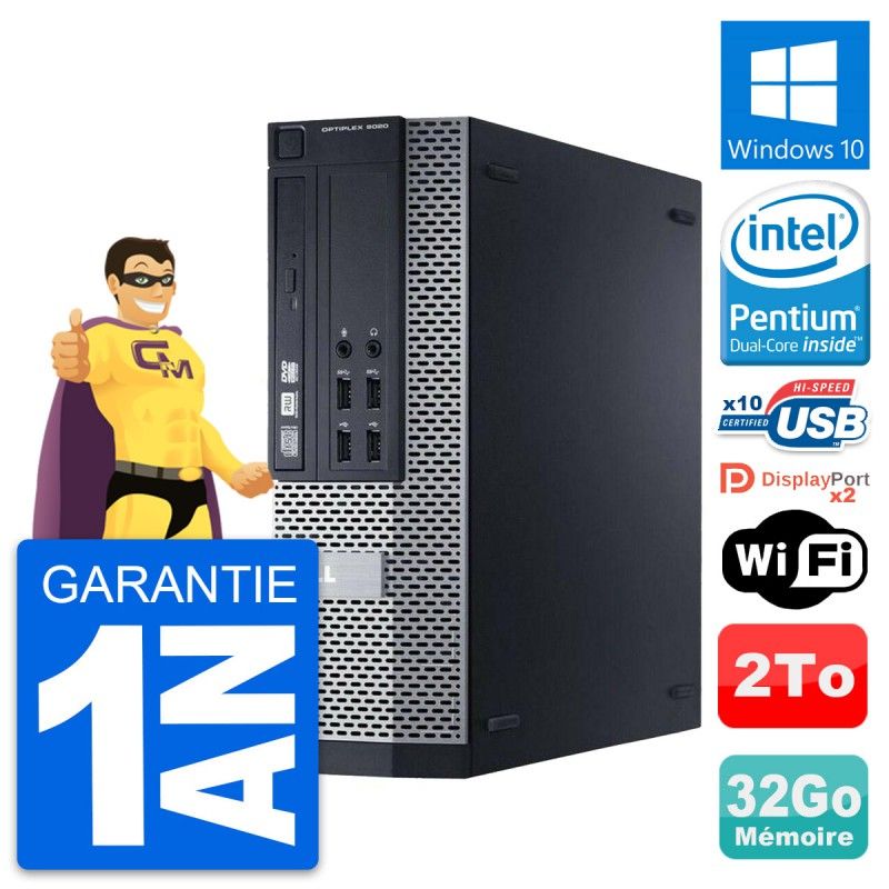 Dell Optiplex 9020 SFF Computer - Intel Pentium G3220, 32GB RAM, 2TB HDD, Windows 10, WiFi