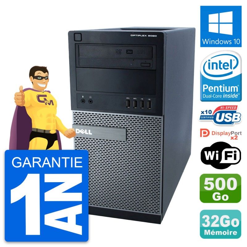 Dell Optiplex 9020 Desktop Computer - Intel Pentium G3220, 32GB RAM, 500GB HDD, Windows 10, WiFi