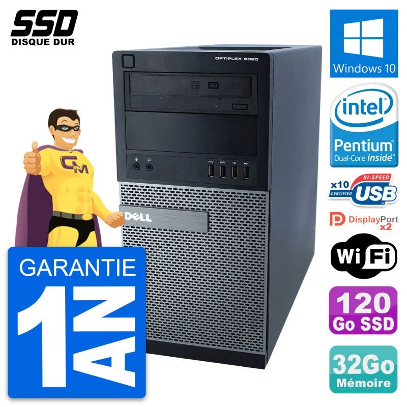 Dell OptiPlex 9020 Desktop PC - Intel Pentium G3220, 32GB RAM, 120GB SSD, Windows 10