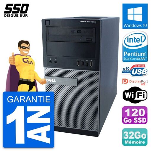 Dell OptiPlex 9020 Desktop PC - Intel Pentium G3220, 32GB RAM, 120GB SSD, Windows 10