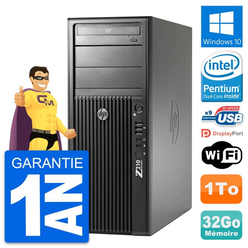 HP Z210 WorkStation PC - Intel Pentium G630, 32GB RAM, 1TB HDD, Windows 10, WiFi