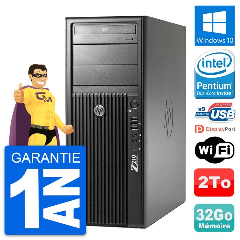 HP Z210 WorkStation - Intel Pentium G630, 32GB RAM, 2TB HDD, Windows 10, WiFi