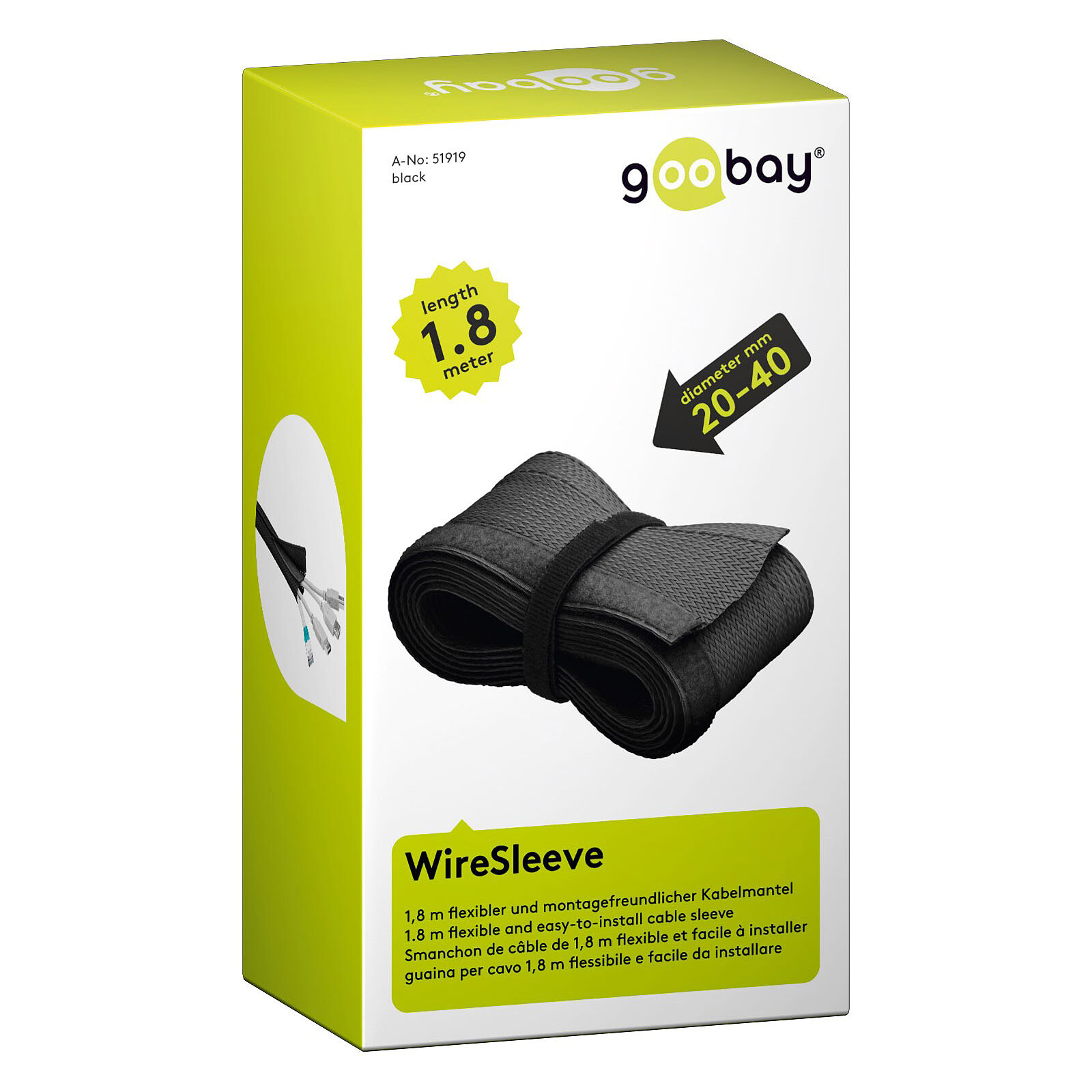 Fundas para cables Goobay WireSleeve Negro
