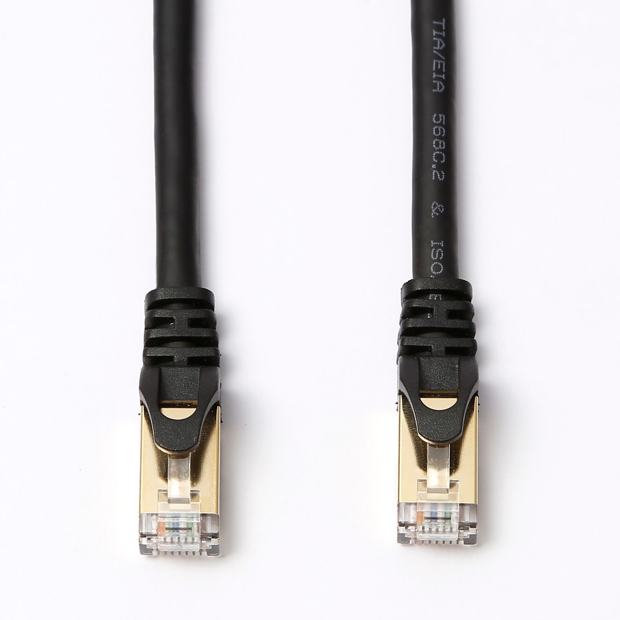 D2 Diffusion RJ45 Straight Cable - 10m S/STP Cat 8 with Snagless and Gold Connectors - Black