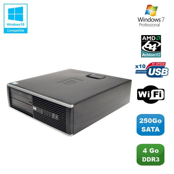 HP Compaq 6005 Pro SFF Desktop - AMD Athlon X2 B28, 3.4GHz, 4GB RAM, 250GB HDD, WiFi, DVD Burner, Windows 7 Pro