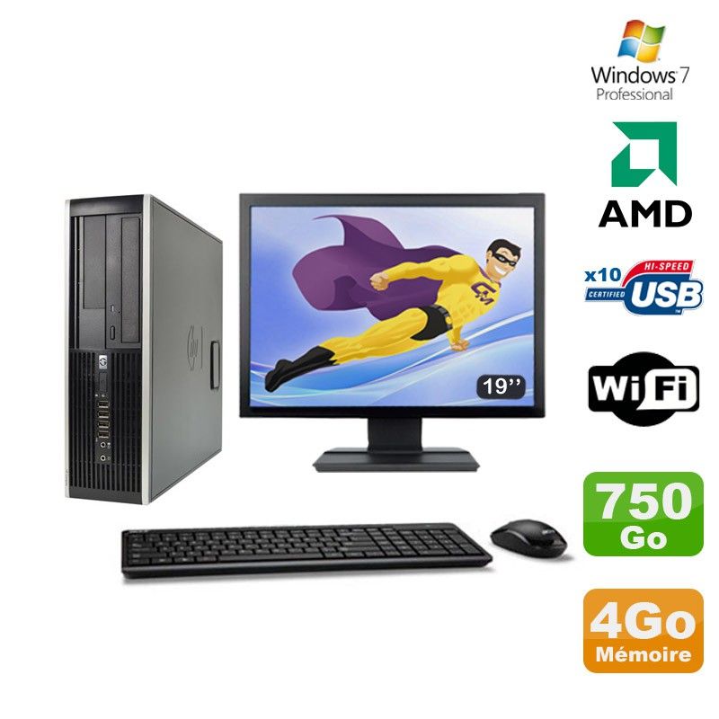 HP Compaq 6005 Pro SFF Desktop PC - AMD 3GHz, 4GB RAM, 750GB HDD, DVD Burner, WiFi, Windows 7 Pro