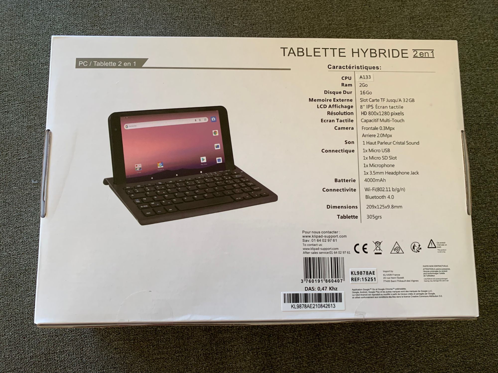 Klipad KL9878AE 8-Inch Tablet 16GB Black