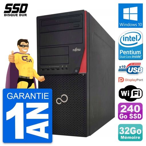 Fujitsu Esprimo P920 Desktop PC - Intel G3220, 32GB RAM, 240GB SSD, Windows 10, Wifi