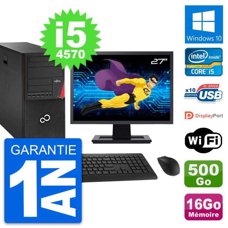 Fujitsu P920 27-inch PC Tower - i5-4570, 16GB RAM, 500GB HDD, Windows 10, WiFi