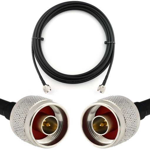 Câble coaxial N mâle vers N mâle de 10 m - HF240 (équivalent LMR240) rallonge étanche - pour routeur WiFi, antenne radio, amplificateur LTE, GSM 4G/5G/6G hotspot