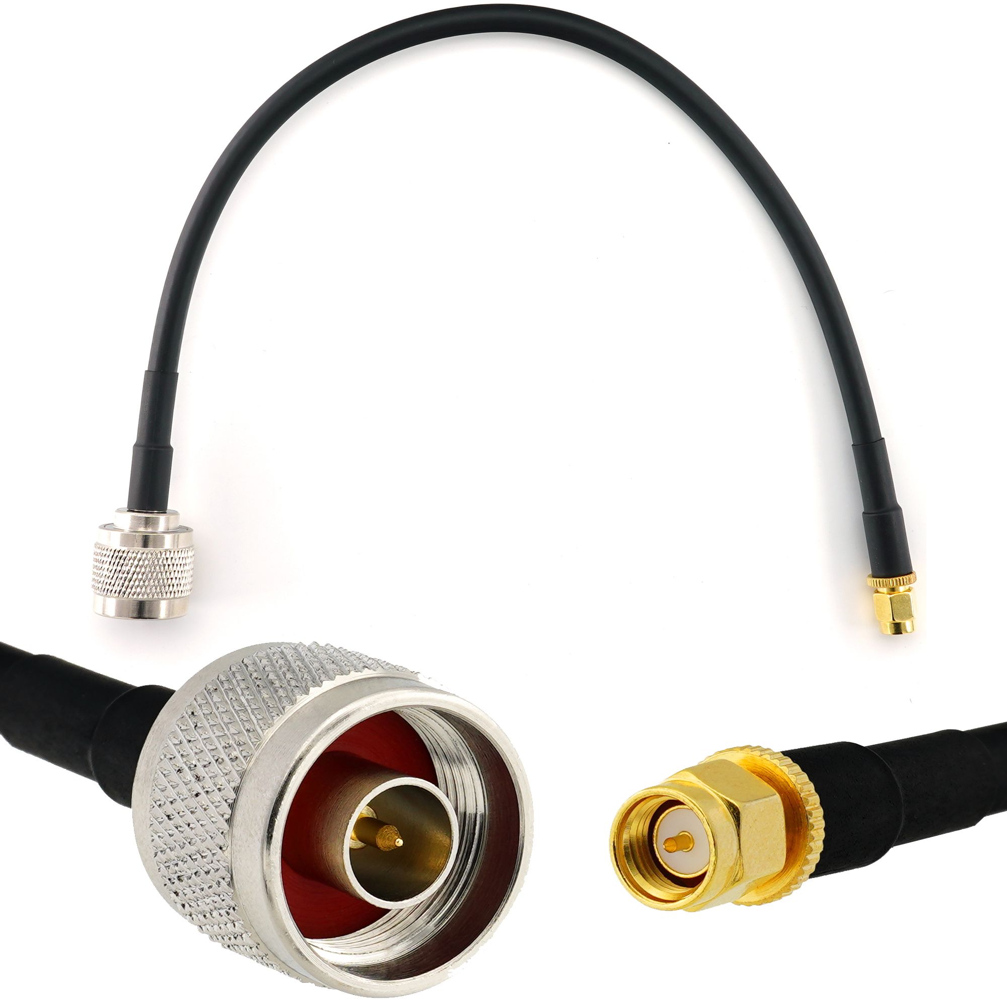 N Male to SMA Male 30cm Coaxial Cable - HF240 (LMR 240 Equivalent) Waterproof Extension Cord for WiFi Router, Radio Antenna, LTE Amplifier, GSM 4G/5G/6G Hotspot