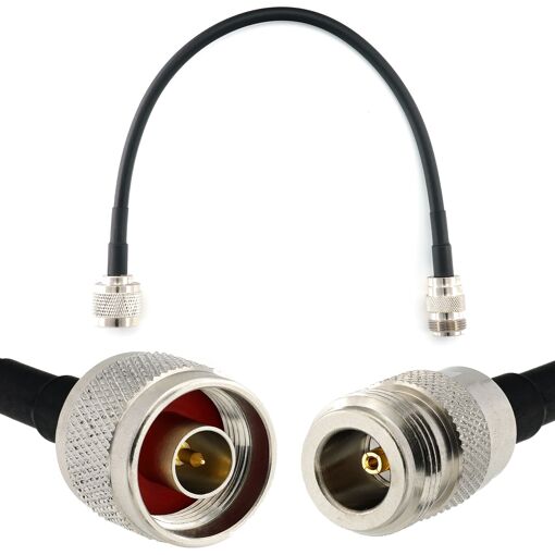 Câble coaxial N mâle à N femelle de 30 cm - HF240 (équivalent LMR240) rallonge étanche - pour routeur WiFi, amplificateur LTE, GSM 4G/5G/6G, hotspot LTE