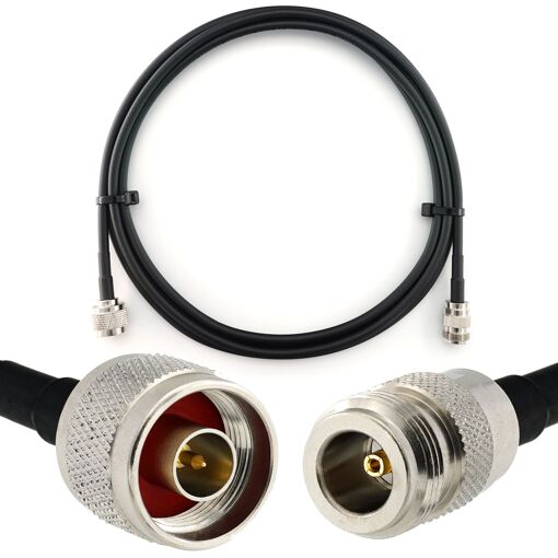 Câble coaxial Rangeful N mâle à N femelle 1m - HF240 (équivalent LMR240) rallonge étanche pour routeur WiFi, antenne radio, amplificateur LTE, GSM 4G/5G/6G hotspot