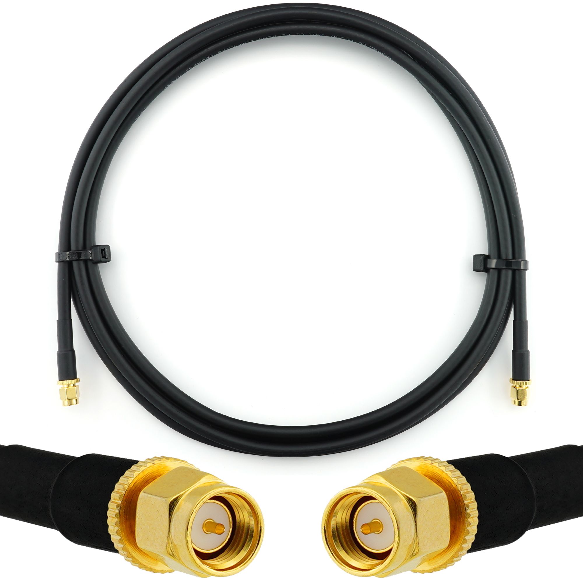 SMA Male to SMA Male 1m Coaxial Cable - HF240 (LMR 240 Equivalent) Waterproof Extension Cord for WiFi Router, LTE Amplifier, GSM 4G/5G/6G Hotspot