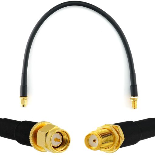 Câble coaxial SMA mâle vers SMA femelle de 30 cm - HF240 (équivalent LMR 240) rallonge étanche - pour routeur Wi-Fi, antenne LTE, amplificateur 4G/5G/6G, GSM Hotspot