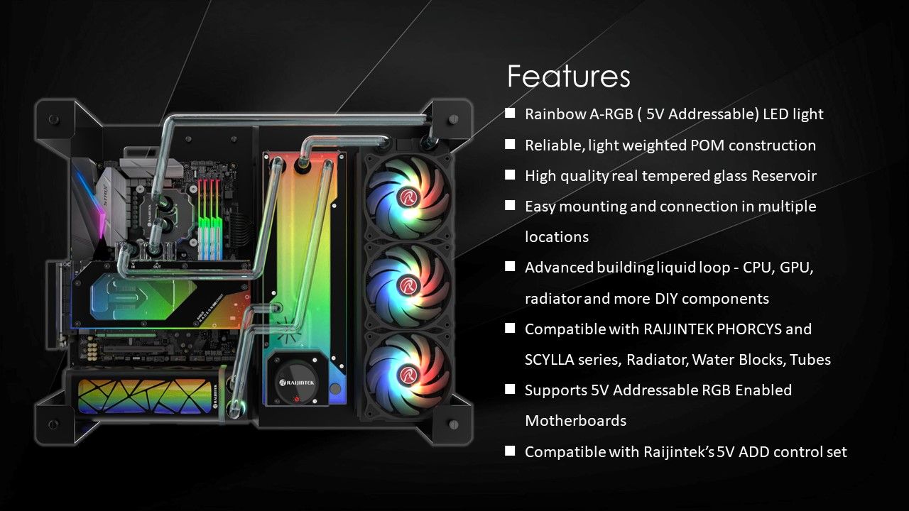 Raijintek Antila Pure R100B Reservoir, 5.8in, ARGB - Black