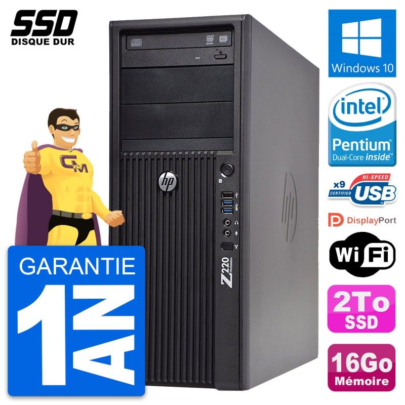 HP WorkStation Z220 Intel Pentium G2020 16GB RAM 2TB SSD Windows 10 Wi-Fi