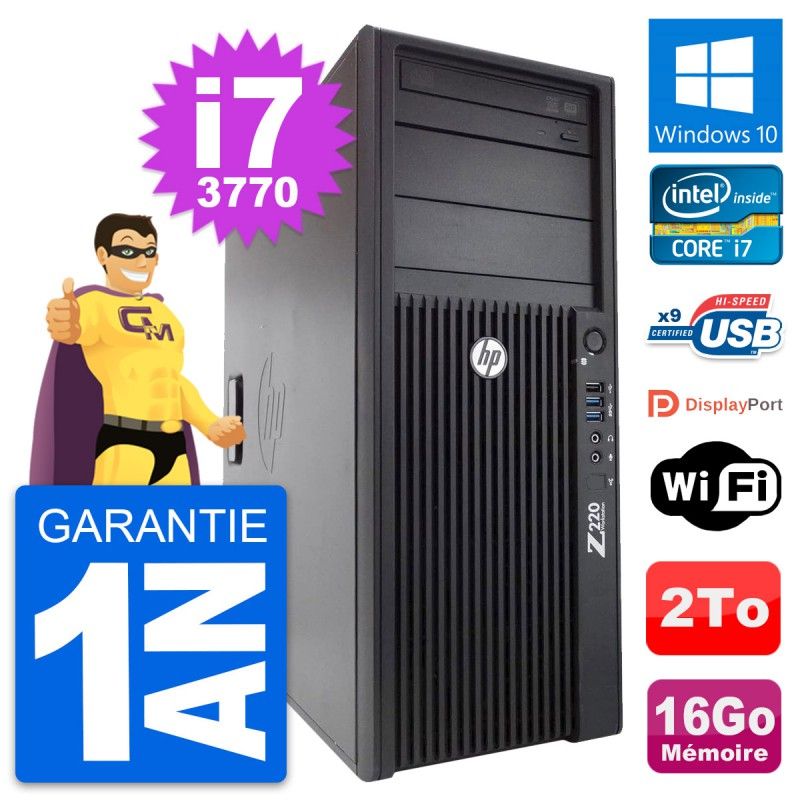 HP WorkStation Z220 Intel i7-3770 16GB 2TB Windows 10 Laptop with WiFi