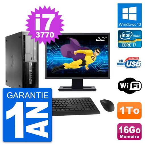 HP Pro 4300 SFF Computer - 22" Screen, Intel i7-3770, 16GB RAM, 1TB Hard Drive, Windows 10, Wifi