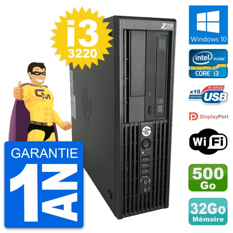 HP WorkStation Z220 SFF Core i3-3220 3.3GHz 32GB DDR3 500GB SATA WiFi