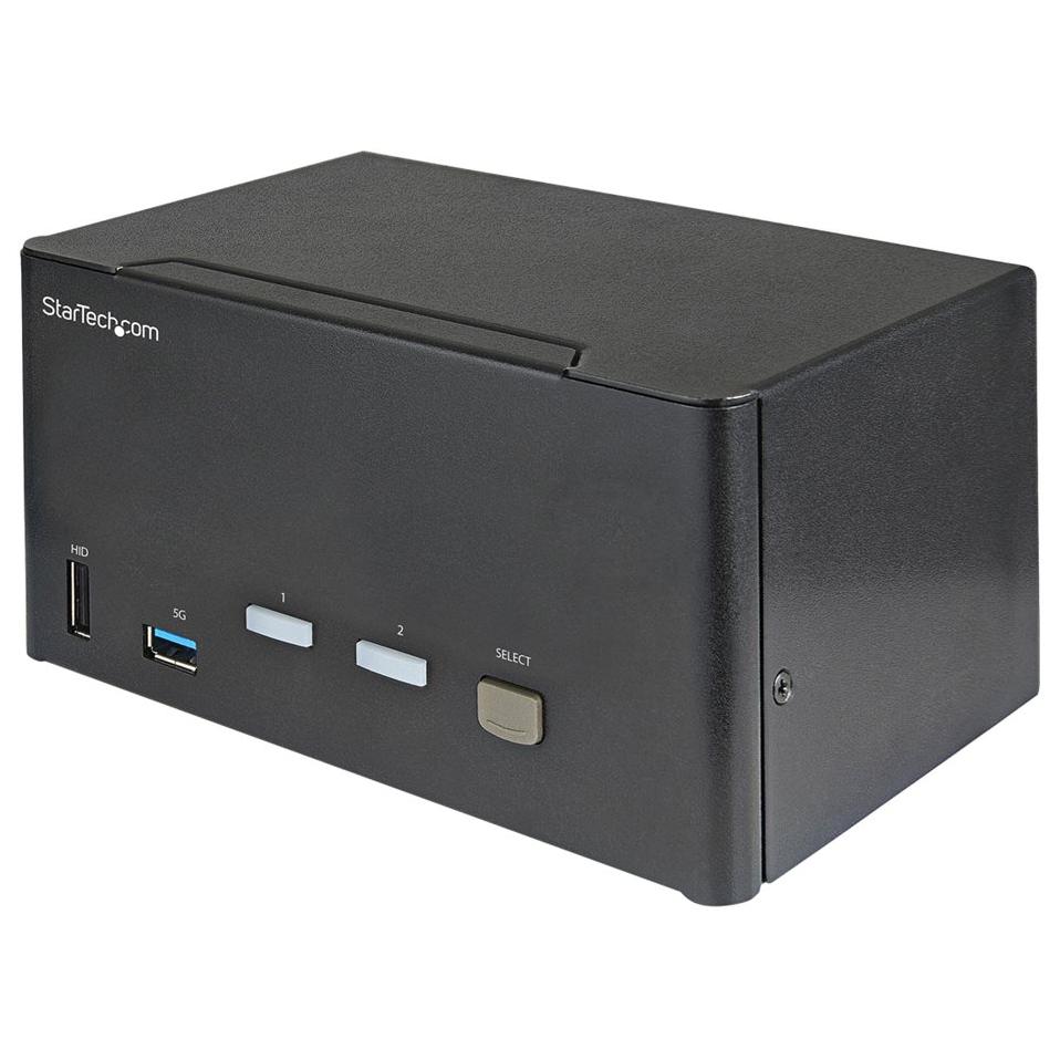 StarTech.com 2-Port DisplayPort KVM Switch for 3 Monitors - 4K 60Hz UHD HDR with USB 3.0 and USB 2.0 Hubs