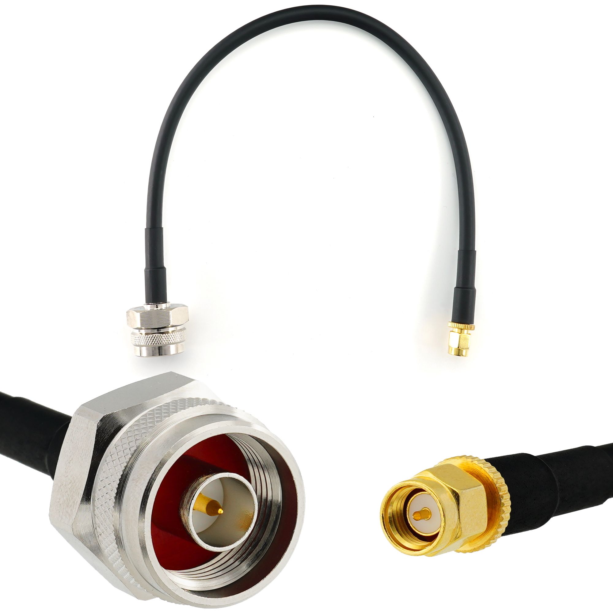 SMA to N Male Hex 30cm Coaxial Cable - HF240 (LMR 240 Equivalent) Waterproof Extension Cord for Wi-Fi Router, LTE Amplifier, GSM 4G/5G/6G Hotspot
