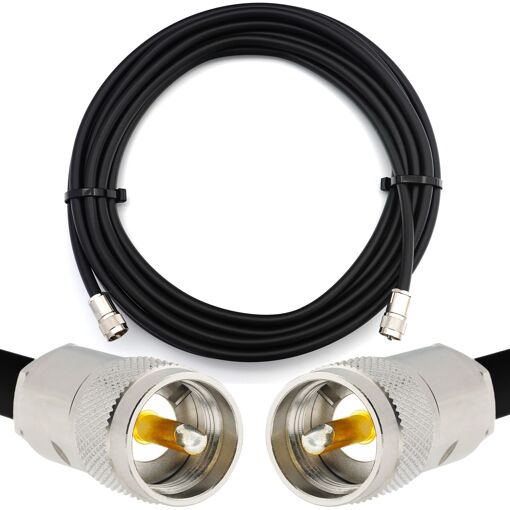 Cable coaxial RG214 de 6 metros PL259 a PL259 UHF 50 Ohmios, macho a macho