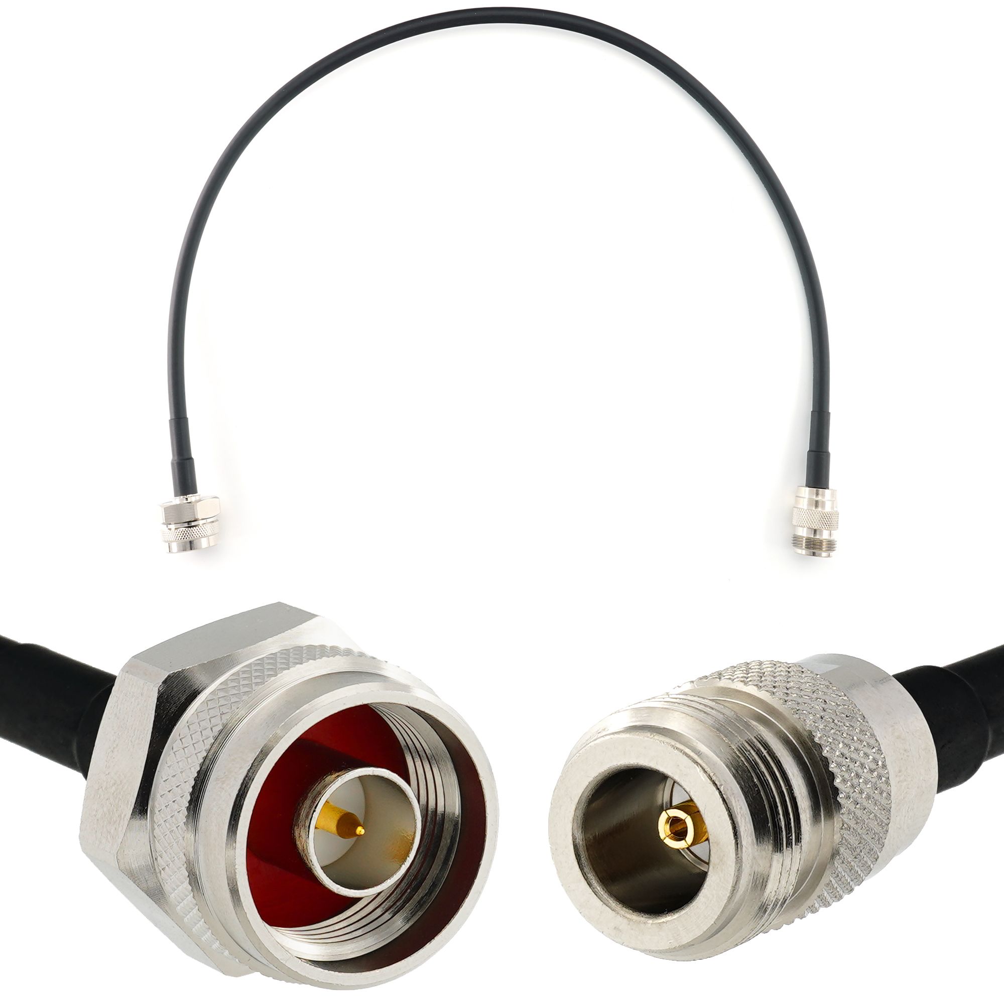N Male Hex to N Female 50cm Coaxial Cable - HF240 (LMR 240 Equivalent) Waterproof Extension Cord - For WiFi Router, Radio Antenna LTE Amplifier GSM 4G 5G 6G LTE Hotspot