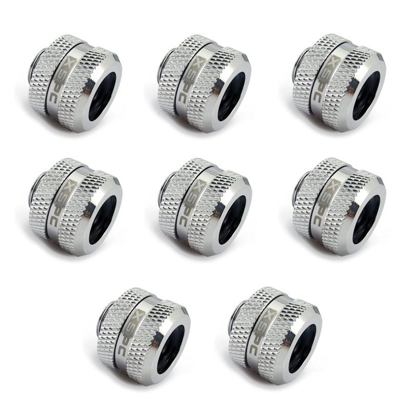Xspc G1/4" to 14mm Hardtube Adapter, Chrome (8 Piece Set)