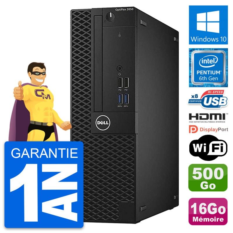 Dell OptiPlex 3050 SFF - Intel G4400, 16GB RAM, 500GB HDD, HDMI, WiFi, Windows 10