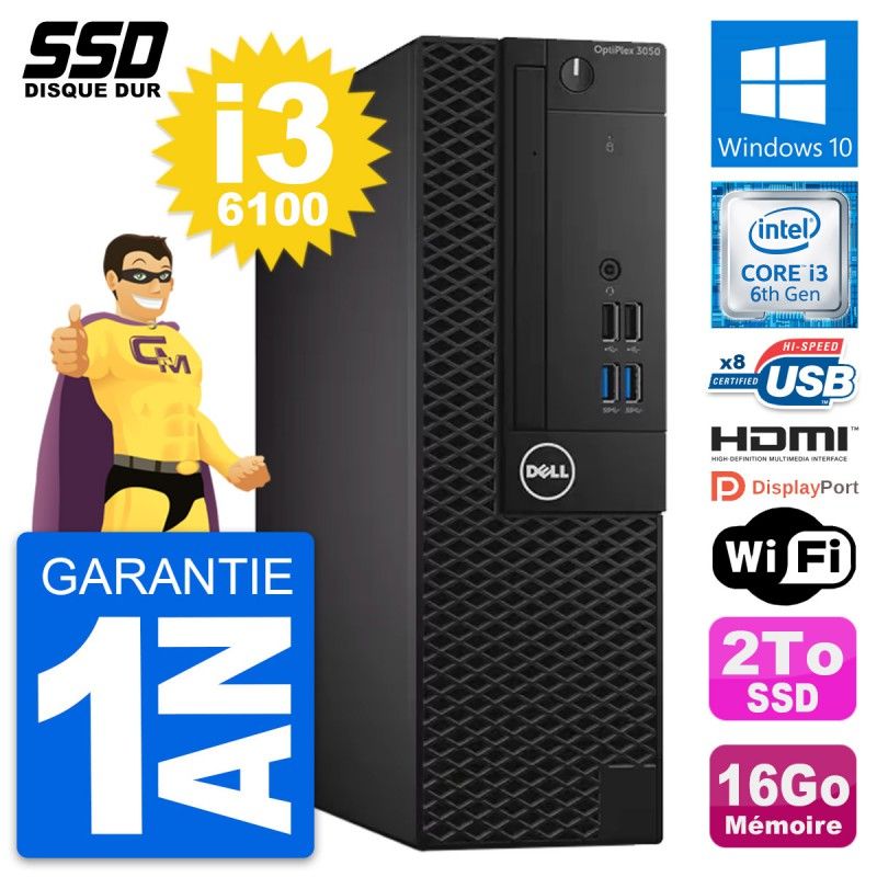 Dell OptiPlex 3050 SFF - Intel Core i3-6100, 16GB de RAM, 2TB SSD, HDMI, WiFi