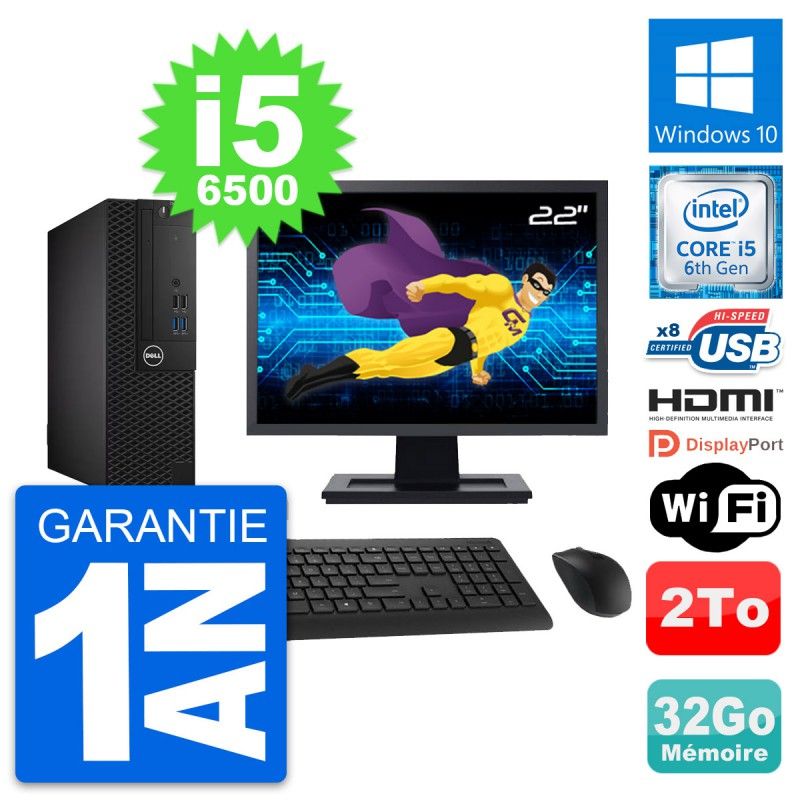 Dell OptiPlex 3050 SFF Computer - 22" Screen, Core i5-6500, 32GB RAM, 2TB HDD, HDMI