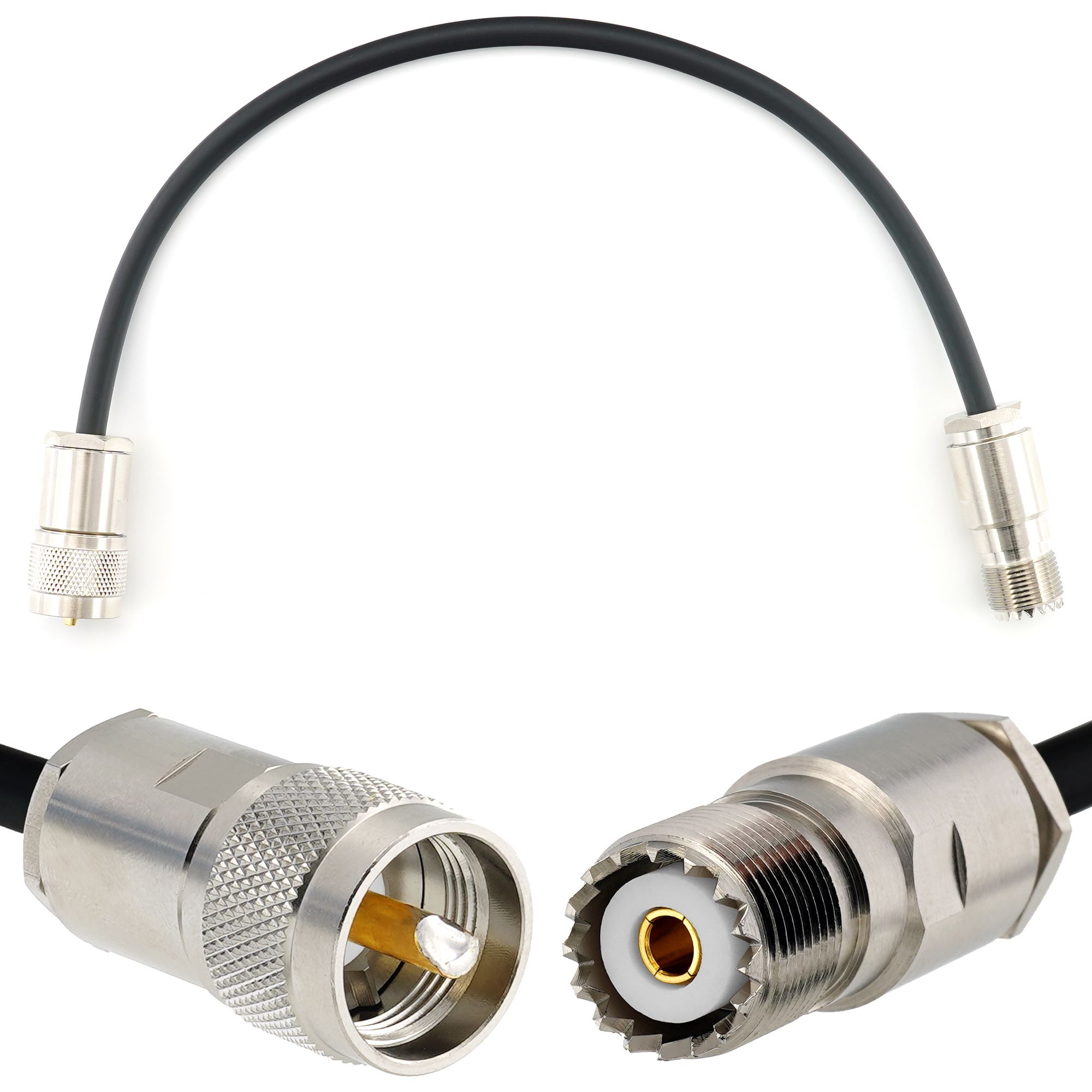 Câble coaxial UHF PL259 vers SO239 - Câble d'extension étanche de 30 cm pour radio amateur, radio CB, marine RF VHF, SDR, radio amateur