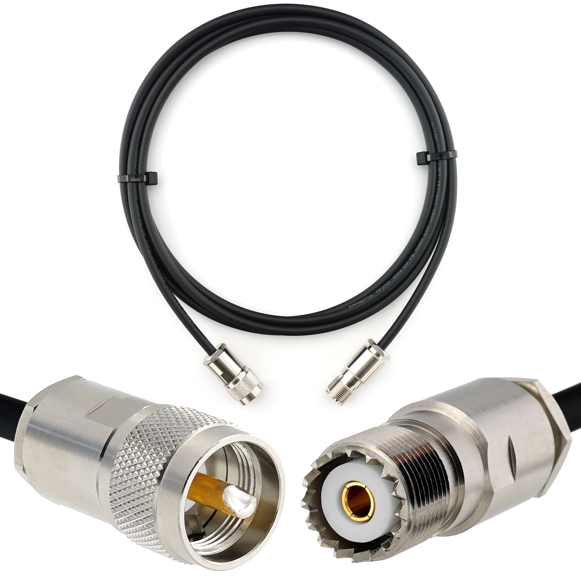 Câble coaxial UHF PL259 vers SO239 - Câble d'extension imperméable de 3 m HF240 équivalent pour radio amateur, marine RF, VHF, SDR, radio CB