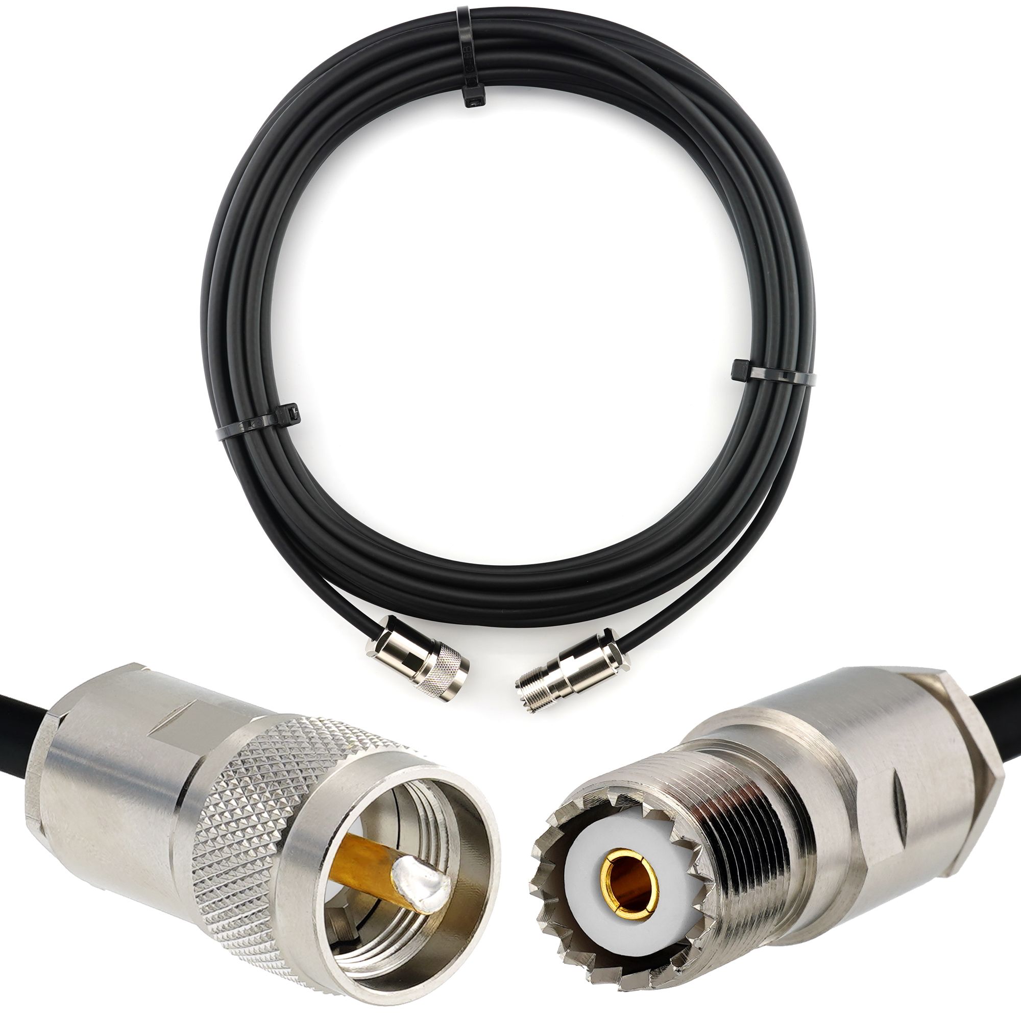 Câble coaxial UHF PL259 vers SO239 - 20m, HF240 (équivalent LMR240), résistant à l'eau et étanche - rallonge pour radio amateur HAM et radio CB