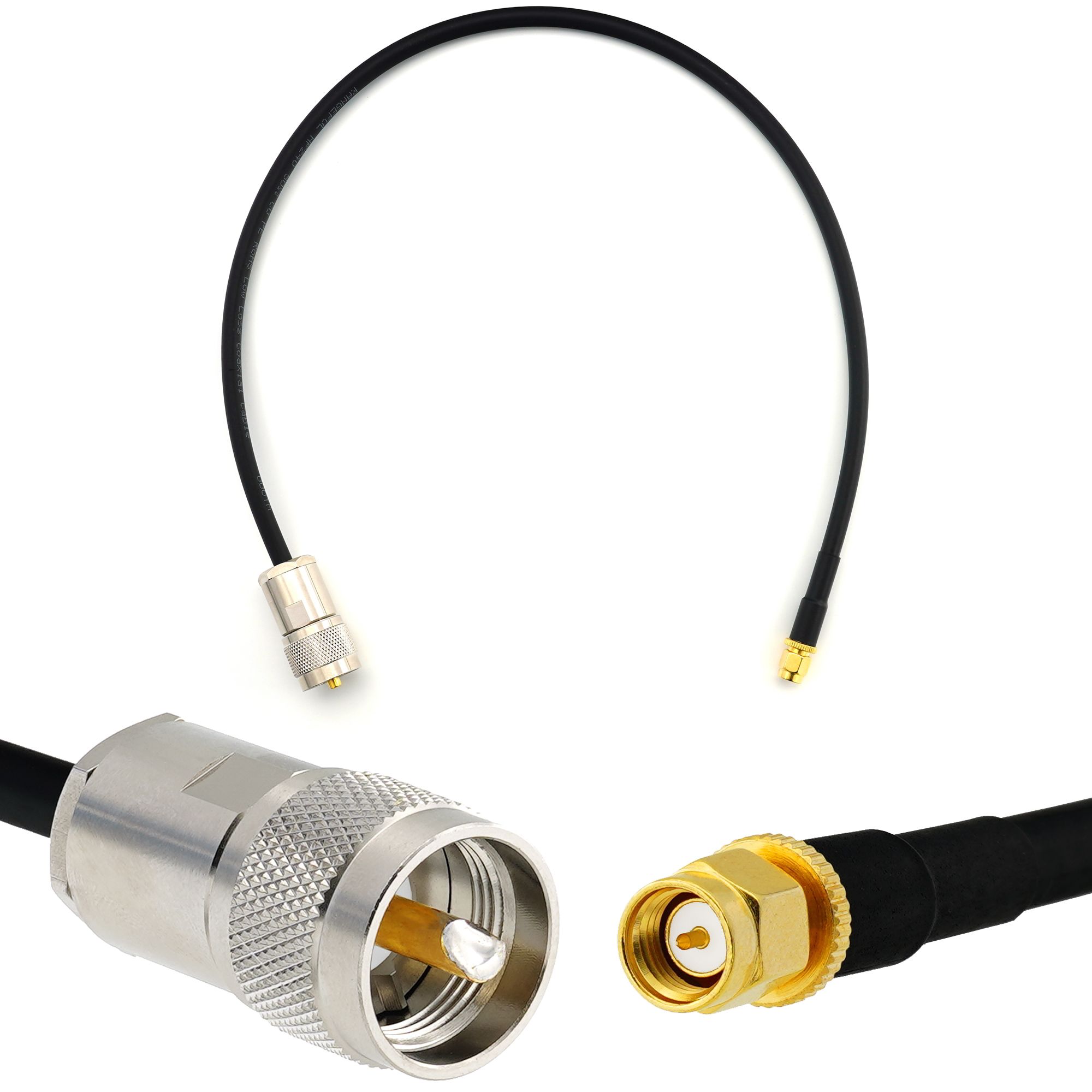 Câble coaxial UHF PL259 vers SMA mâle de 50 cm - HF240 (équivalent LMR240) étanche - rallonge pour radio amateur HAM, antenne radio CB, analyseur, tosmètre marine, RF VHF SDR