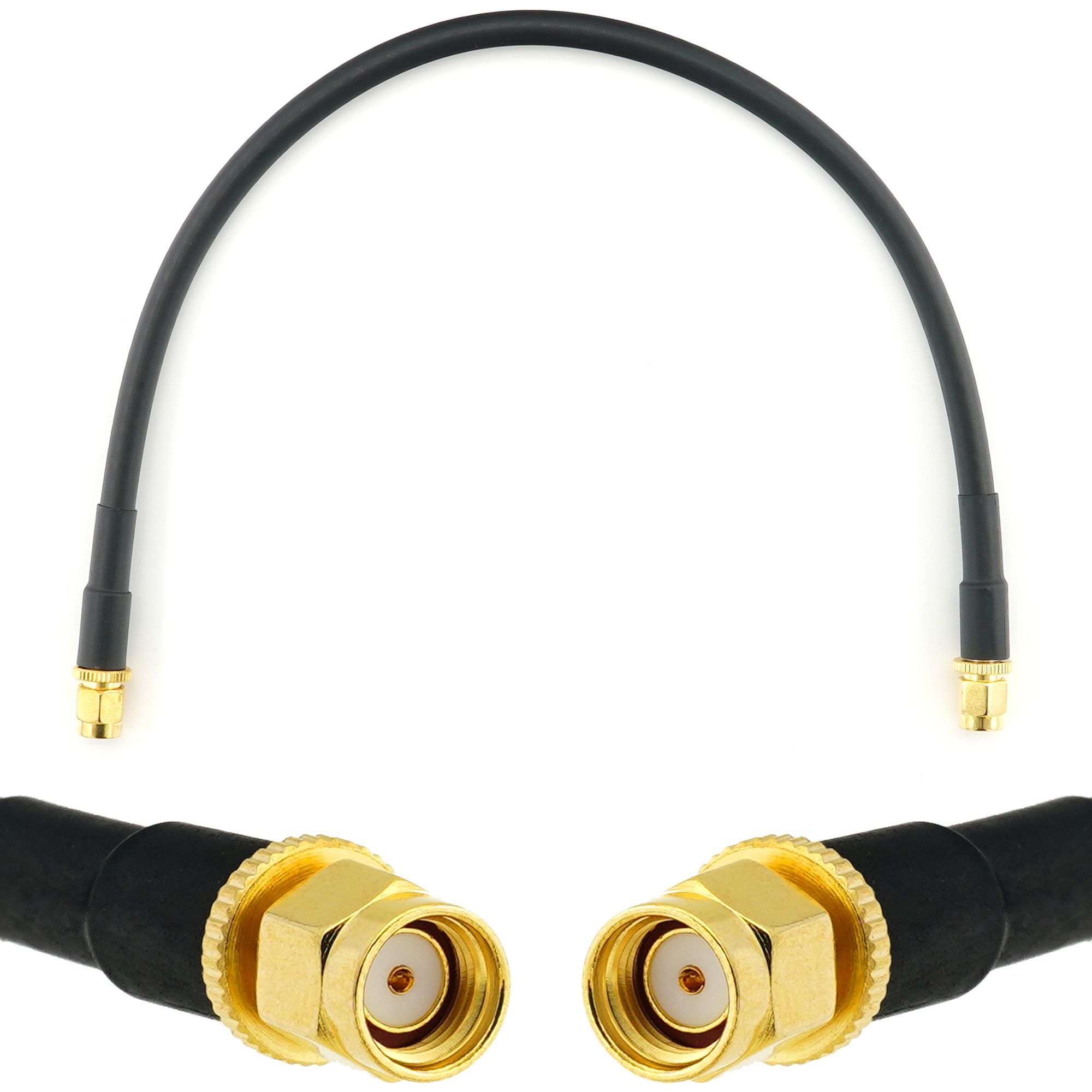 RANGEFUL RP-SMA 30cm Coaxial WiFi Extension Cable - Male to Male (HF240 Equivalent, Waterproof)