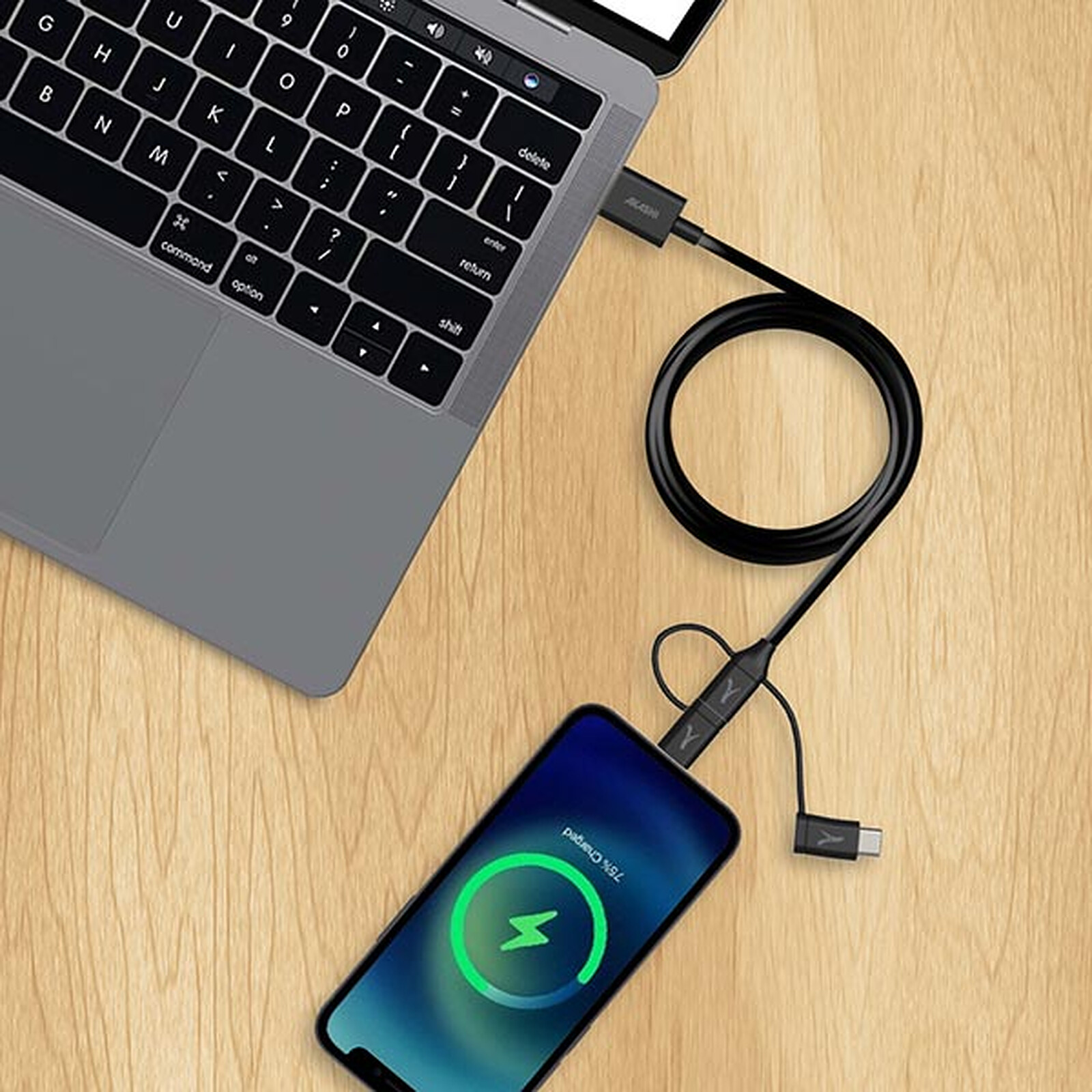 Akashi Eco 3-in-1 USB-A to USB-C / Lightning / micro USB cable (1 m)