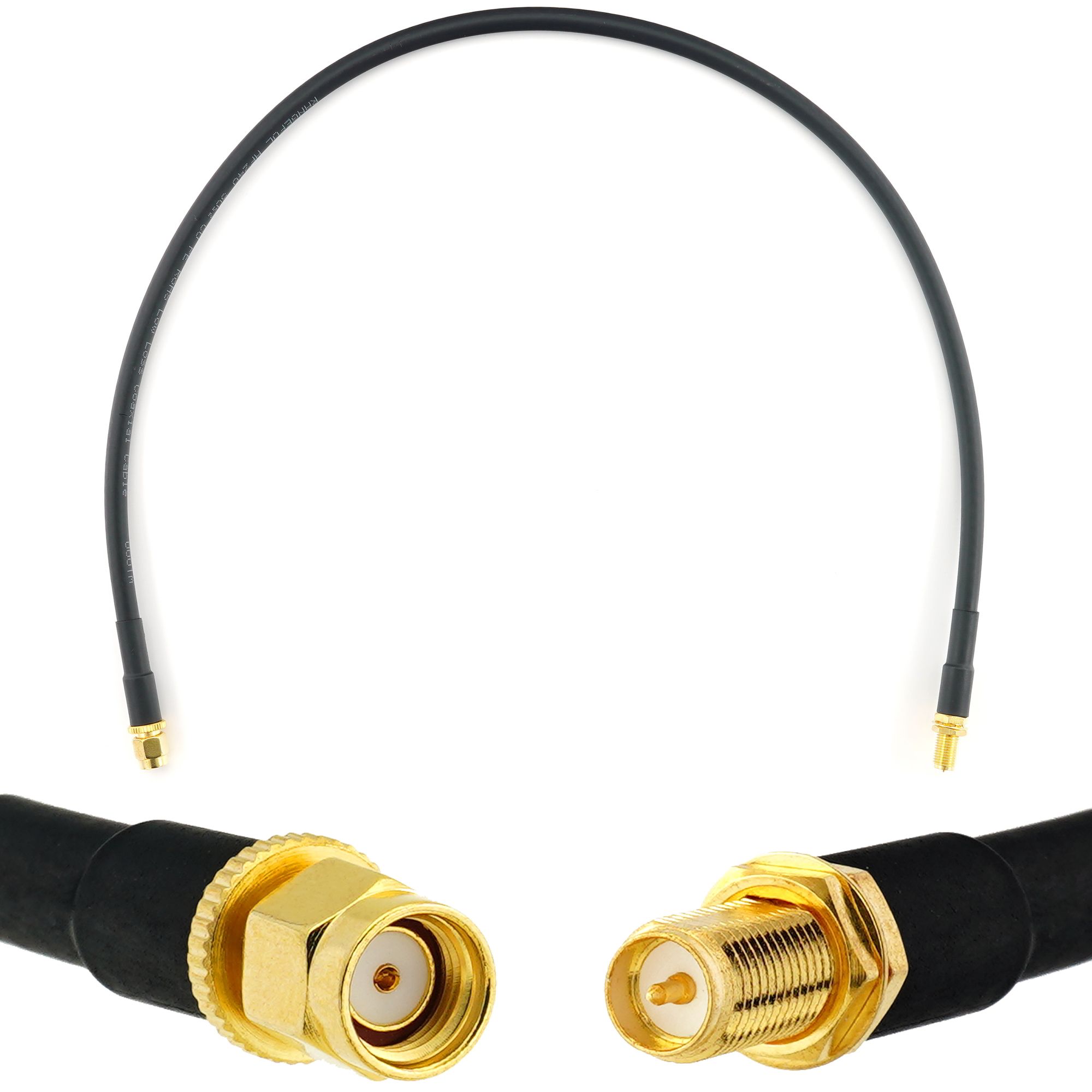 RANGEFUL RP-SMA 50cm Coaxial WiFi Extension Cable - Male to Female, HF240 (LMR 240 Equivalent), Waterproof, for WiFi Router, IP Camera, Mini PCIE Card
