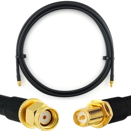 RP-SMA 3m Extension Antenna Cable - Waterproof and UV Protected, for WiFi Routers, Cameras, PCIE Mini PCs